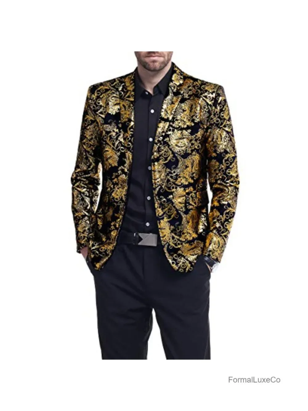 Men's Floral Suit Jacket Single Breasted Notch Lapel Blazer for Wedding